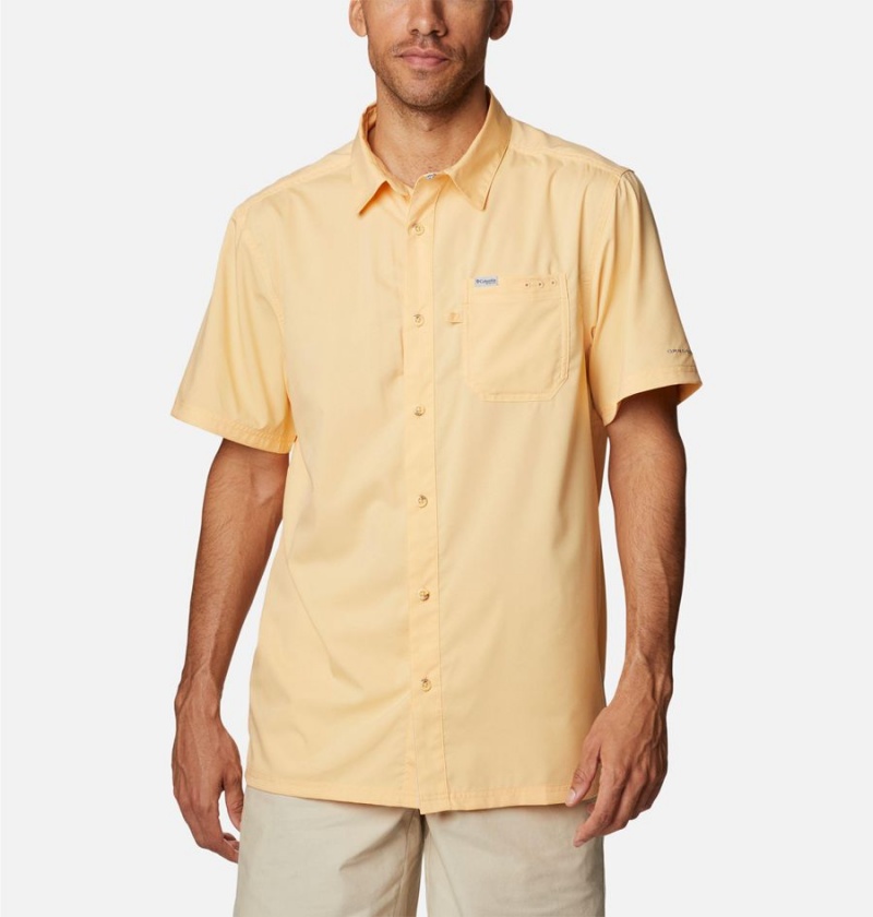 Yellow Columbia PFG Slack Tide Camp Men\'s Shirt | 56809PXUS