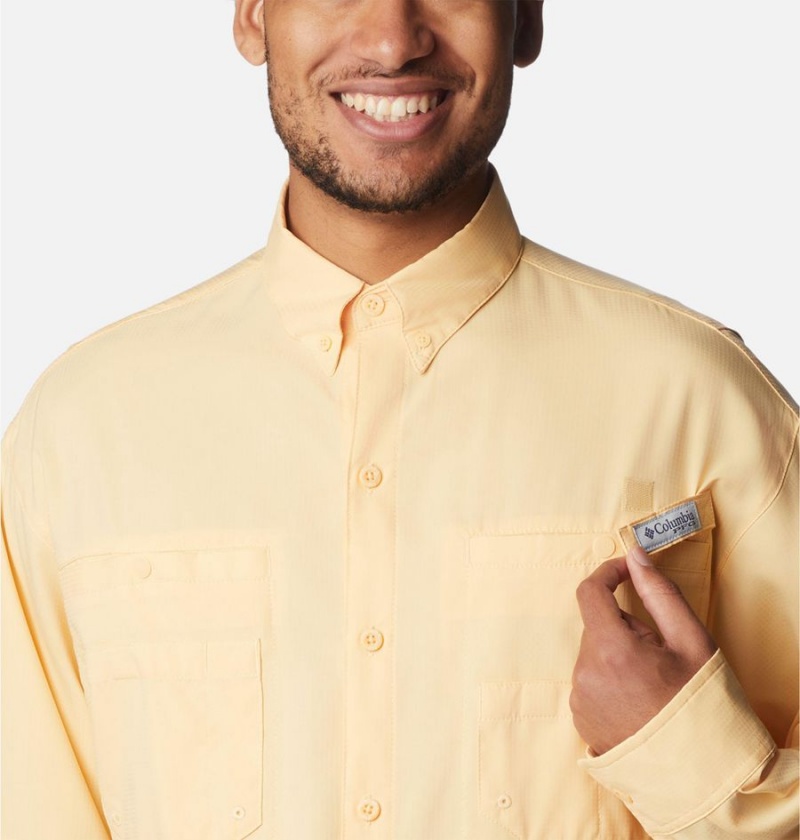 Yellow Columbia PFG Tamiami II Long Sleeve Men's Shirt | 69054YLDX