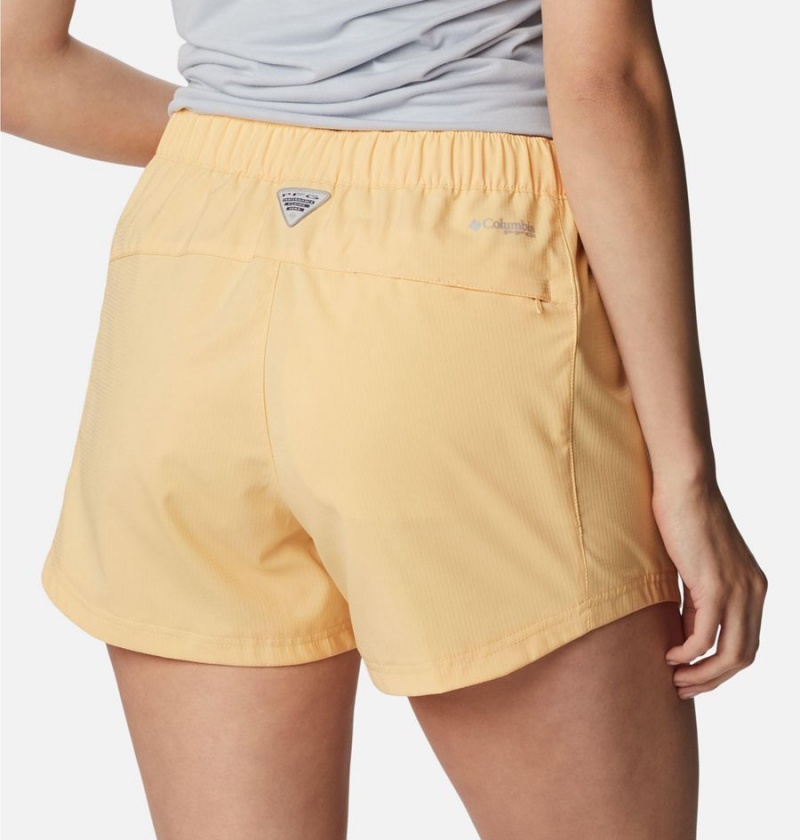 Yellow Columbia PFG Tamiami Pull-On Women's Shorts | 75620WITB