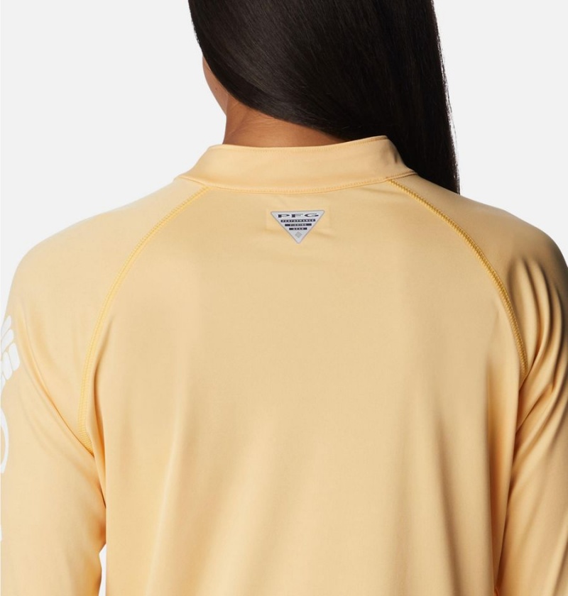 Yellow Columbia PFG Tidal Quarter Zip Long Sleeve Women's T-Shirt | 38016IFXO