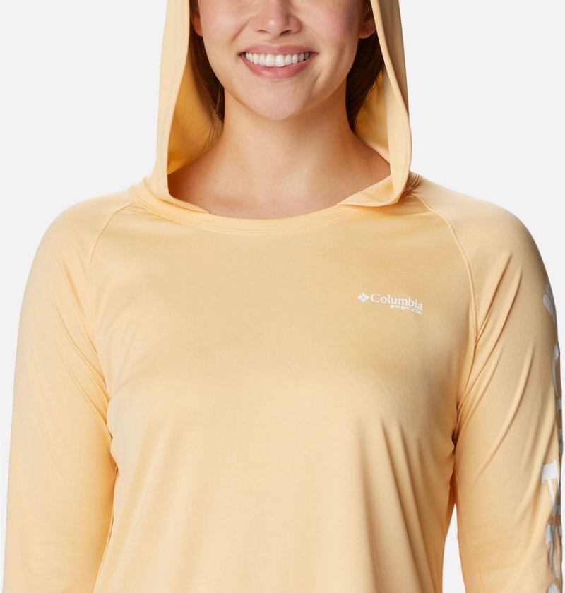 Yellow Columbia PFG Tidal Tee Women's Hoodie | 71683AQYS