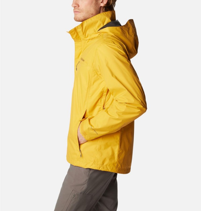 Yellow Columbia Pouration Men's Rain Jacket | 56219GIDB