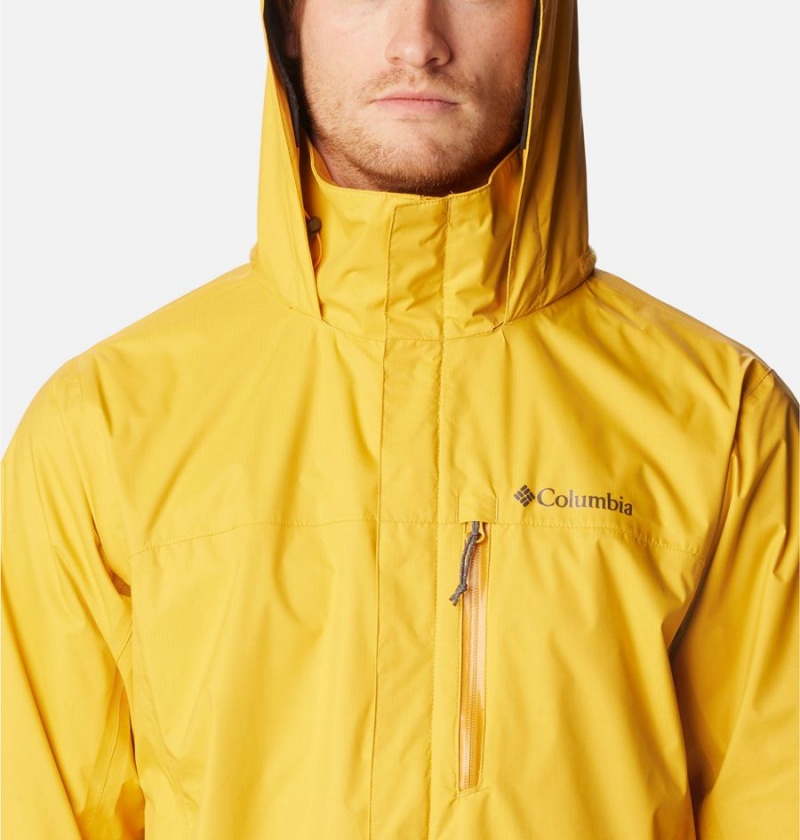 Yellow Columbia Pouration Men's Rain Jacket | 56219GIDB