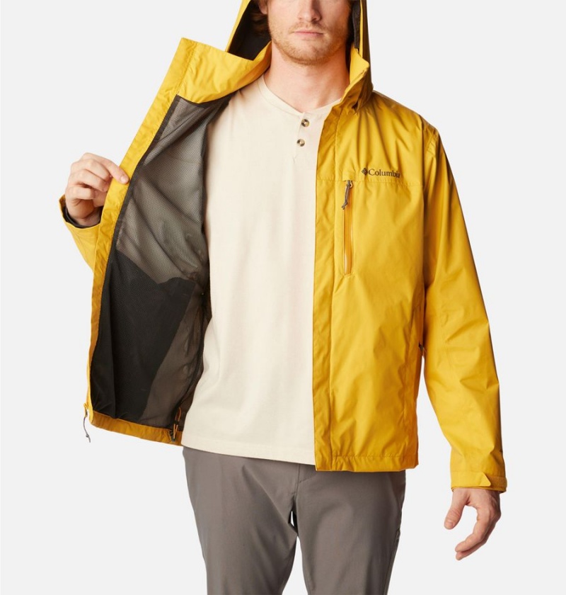 Yellow Columbia Pouration Men's Rain Jacket | 56219GIDB