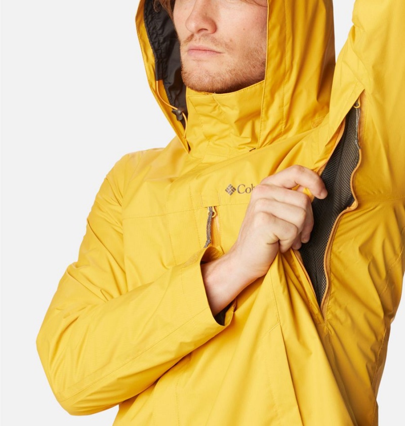 Yellow Columbia Pouration Men's Rain Jacket | 56219GIDB