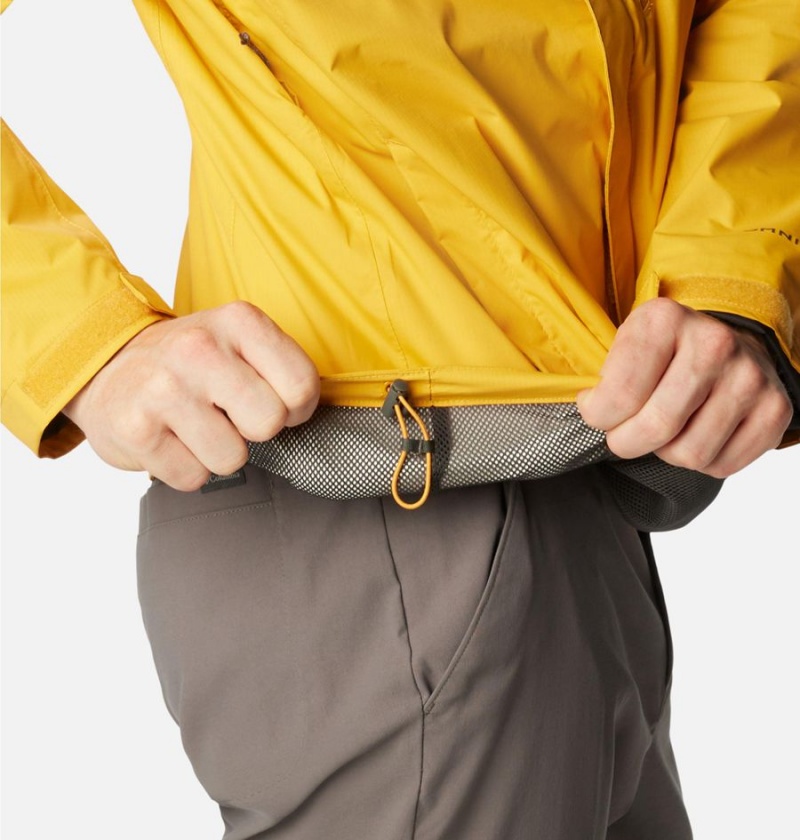 Yellow Columbia Pouration Men's Rain Jacket | 56219GIDB