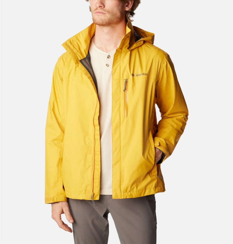 Yellow Columbia Pouration Men's Rain Jacket | 56219GIDB