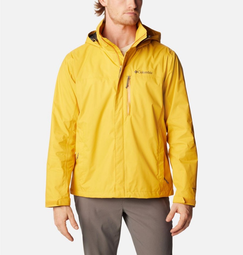 Yellow Columbia Pouration Men\'s Rain Jacket | 56219GIDB