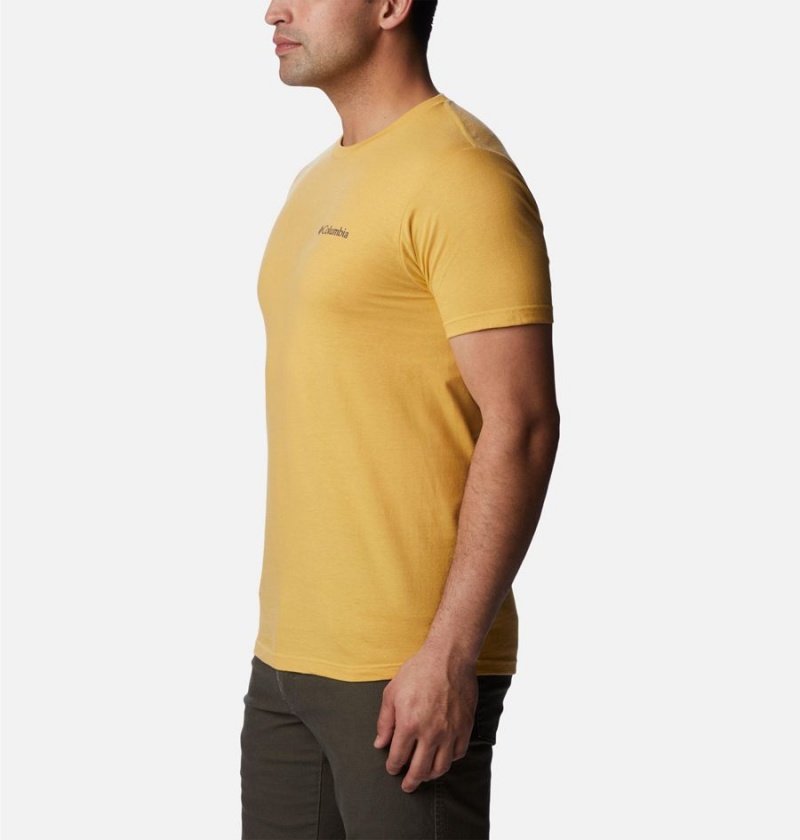 Yellow Columbia Rusher Graphic Men's T-Shirt | 28536QRYG