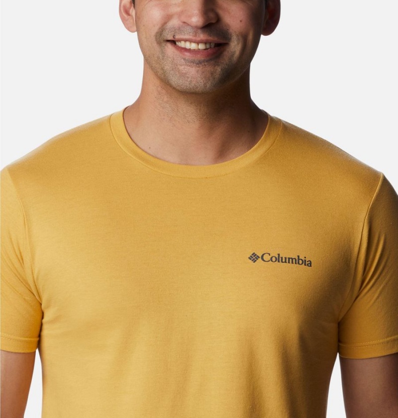 Yellow Columbia Rusher Graphic Men's T-Shirt | 28536QRYG