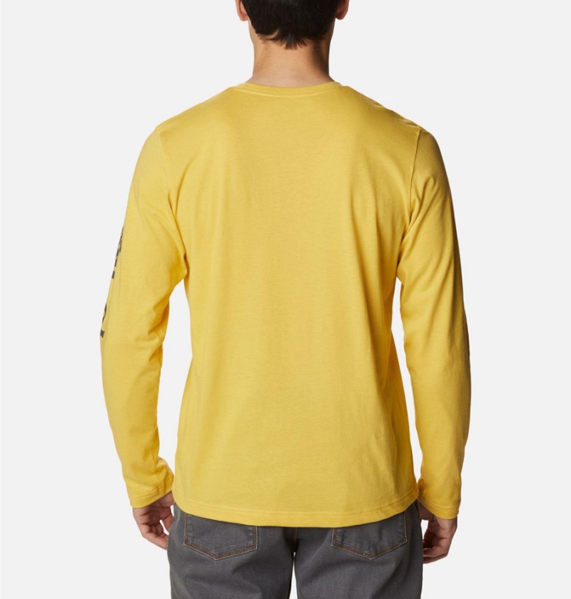 Yellow Columbia Thistletown Hills Long Sleeve Logo Men's T-Shirt | 14936ZNKU