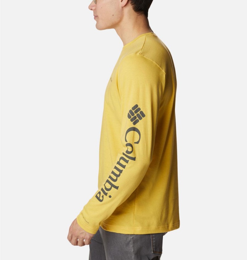 Yellow Columbia Thistletown Hills Long Sleeve Logo Men's T-Shirt | 14936ZNKU