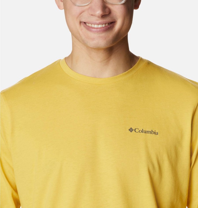 Yellow Columbia Thistletown Hills Long Sleeve Logo Men's T-Shirt | 14936ZNKU