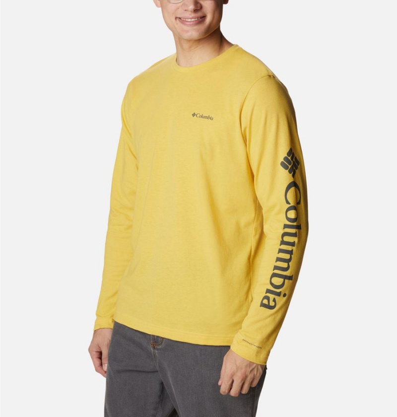 Yellow Columbia Thistletown Hills Long Sleeve Logo Men's T-Shirt | 14936ZNKU