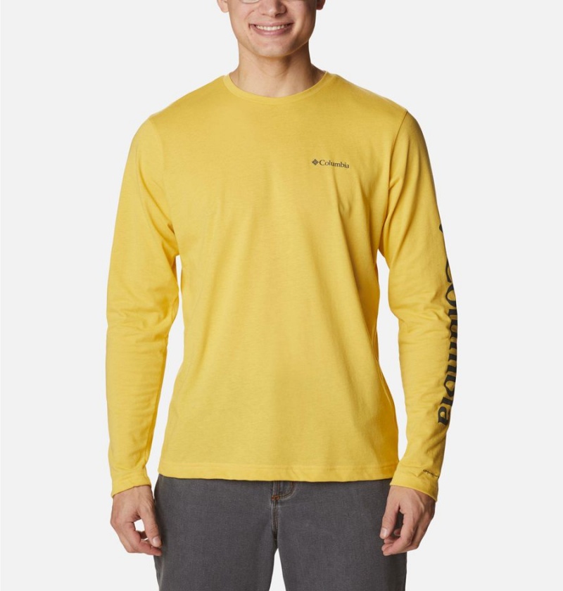 Yellow Columbia Thistletown Hills Long Sleeve Logo Men\'s T-Shirt | 14936ZNKU