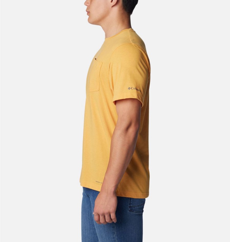 Yellow Columbia Thistletown Hills Pocket Men's T-Shirt | 07895LQPU