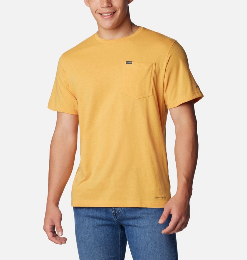 Yellow Columbia Thistletown Hills Pocket Men\'s T-Shirt | 07895LQPU