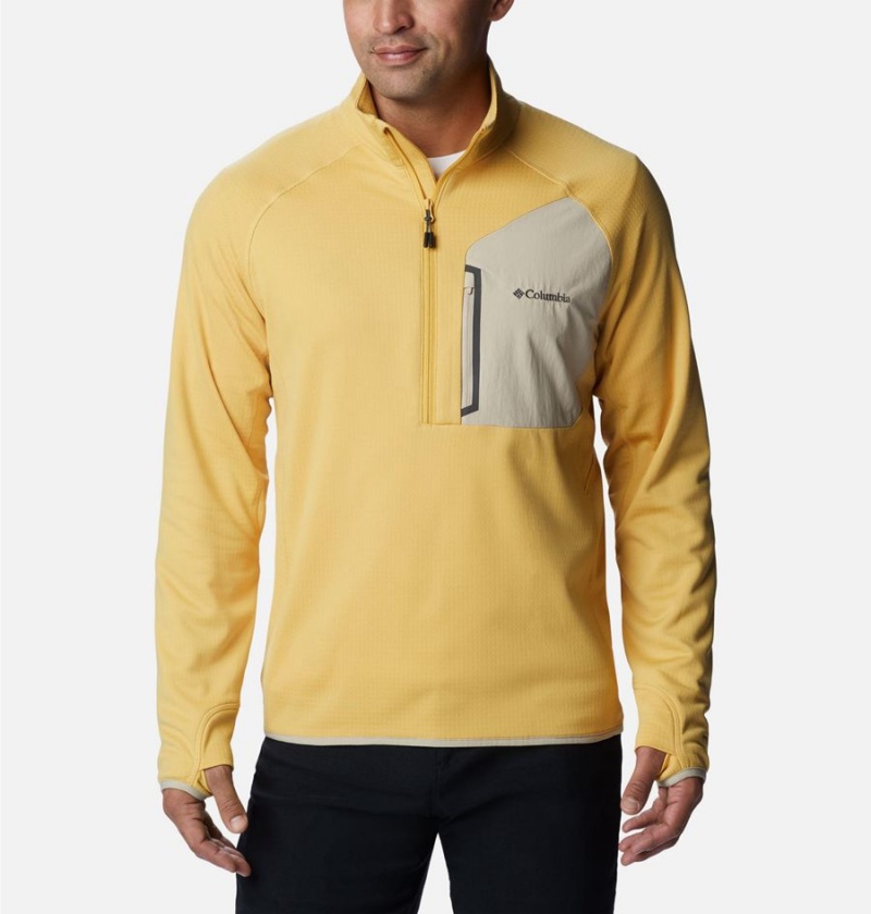 Yellow Columbia Triple Canyon Half Zip Men\'s Pullover | 60317LTIQ